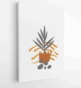 Botanical wall art vector set. Earth tone boho foliage line art drawing with abstract shape. 4 - Moderne schilderijen – Vertical – 1881805171 - 40-30 Vertical