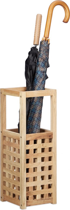 relaxdays Porte-parapluie en bois de noyer - boîte à parapluies - panier à parapluies en bois - porte-canne