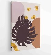 Botanical wall art vector set. Golden foliage line art drawing with abstract shape 2 - Moderne schilderijen – Vertical – 1897757263 - 40-30 Vertical