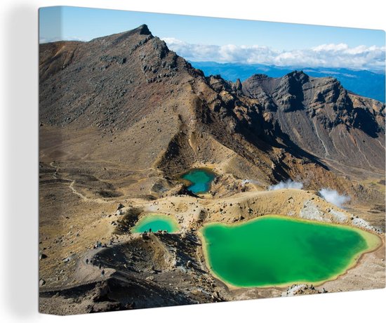 Canvas Schilderij Meertje in het Nationaal park Tongariro in Nieuw-Zeeland - 90x60 cm - Wanddecoratie