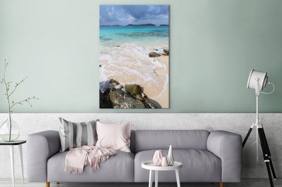 Les îles sombres à l'horizon du Parc National des Iles Vierges Toile 120x180 cm - Tirage photo sur Toile (Décoration murale salon / chambre) XXL / Groot format!