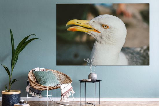 Angry Seagull 180x120 cm - Tirage photo sur toile (Décoration murale salon / chambre) XXL / Groot format!