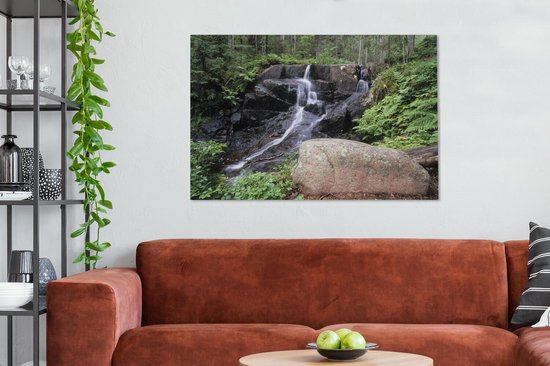 Cascade dans les forêts du parc national de Skuleskogen en Suède Toile 120x80 cm - Tirage photo sur toile (Décoration murale salon / chambre)