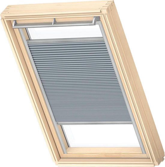 Store plissé occultant d'origine VELUX (FHC), cadre argenté, S06, 606, 4, gris