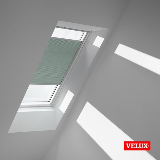Store plissé occultant d'origine VELUX (FHC), cadre argenté, S06, 606, 4, Dusty Green