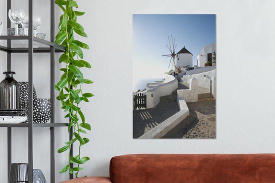 Moulin à vent à Santorin en Grèce Toile 40x60 cm - Tirage photo sur toile (Décoration murale salon / chambre) / Villes européennes Peintures sur toile