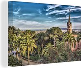 Canvas schilderij 180x120 cm - Wanddecoratie Uitzicht op het Park Güell in Barcelona - Muurdecoratie woonkamer - Slaapkamer decoratie - Kamer accessoires - Schilderijen