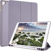 Voor iPad 9/8/7/6/5 Horizontale flip tablet-pc PU lederen tas met drie-vouwbare houder en pennensleuf (grijs)