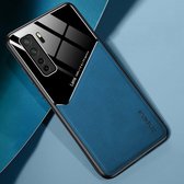 Voor Huawei nova 7 SE All-inclusive leer + organische glazen beschermhoes met metalen ijzeren plaat (blauw)