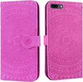 Voor iPhone 7 Plus & 8 Plus Geperst drukpatroon Horizontale flip PU lederen tas, met houder & kaartsleuven & portemonnee & & lanyard (violet)