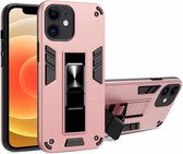 2-in-1 pc + TPU schokbestendige beschermhoes met onzichtbare houder voor iPhone 12 mini (roségoud)