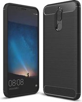 Voor Huawei Maimang 6 Geborsteld Koolstofvezel Textuur TPU Schokbestendig Antislip Zachte Beschermende Cover Case (Zwart)