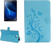 Voor Galaxy Tab A 10.1 Geperst bloemen Vlinderpatroon Horizontale flip PU lederen tas met magnetische gesp & houder & kaartsleuven & portemonnee (blauw)