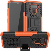 Voor LG Harmony 4 Tyre Texture Shockproof TPU + PC beschermhoes met houder (oranje)