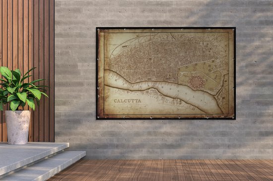 Illustration d'une ancienne carte de Calcutta en Inde affiche de jardin 180x120 cm - Toile de jardin / Toile d'extérieur / Peintures d'extérieur (décoration de jardin) XXL / Groot format!
