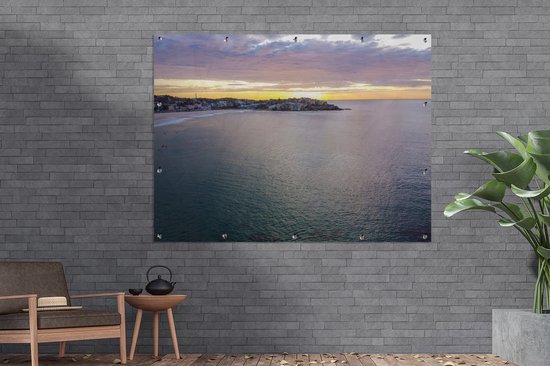 Décoration murale extérieure Coucher de soleil sur la mer de Bondi Beach - 160x120 cm - Toile jardin - Poster extérieur