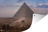 Muurdecoratie Vooraanzicht van de Pyramide in Caïro - 180x120 cm - Tuinposter - Tuindoek - Buitenposter
