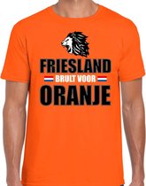 Oranje t-shirt Friesland brult voor oranje heren - Holland / Nederland supporter shirt EK/ WK M