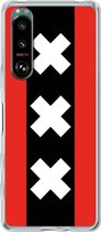 6F hoesje - geschikt voor Sony Xperia 5 III -  Transparant TPU Case - Amsterdamse vlag #ffffff