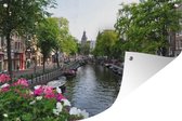 Muurdecoratie Amsterdam - Zomer - Bloembakken - 180x120 cm - Tuinposter - Tuindoek - Buitenposter