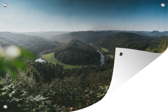 Foto: Tuinposter tuindoek tuinposters buiten een meanderende rivier in de belgische ardennen 120x80 cm tuin