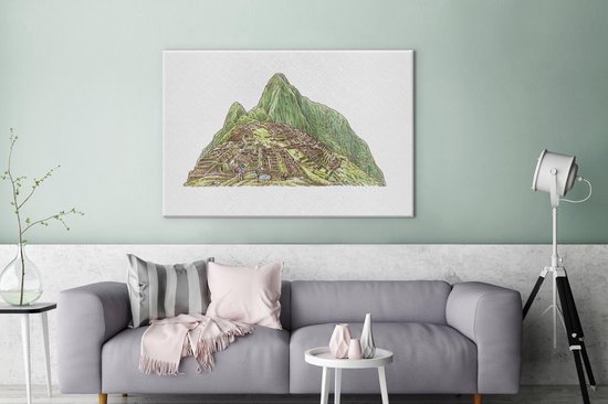 Illustration de la vue du Machu Picchu en Colombie 120x80 cm - Tirage photo sur toile (Décoration murale salon / chambre)