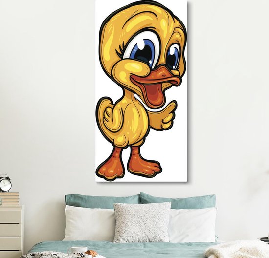 Une illustration d'un canard aux yeux bleus sur toile 80x160 cm - Tirage photo sur toile (Décoration murale salon / chambre)