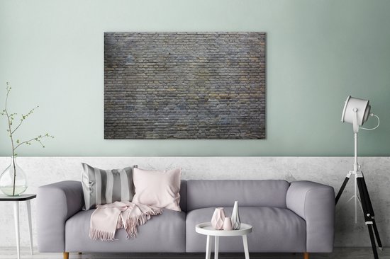 Texture d'un mur avec des pierres 140x90 cm - Tirage photo sur toile (Décoration murale salon / chambre)