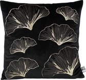 PTMD Jaz Vierkant Kussen - 45 x 10 x 45 cm - Velvet - Zwart/goud
