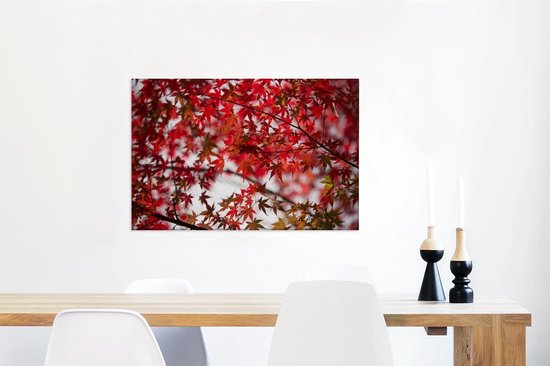 KDXAOBEI Straat met rode esdoornbladeren schilderij canvas print