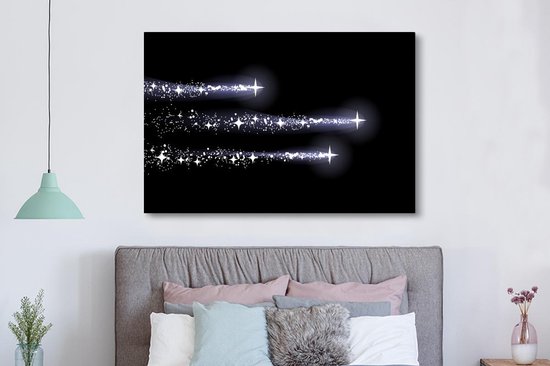 Tableau sur toile 150x100 cm - Décoration murale Une illustration de trois étoiles laissant une trace - Décoration murale salon - Décoration chambre - Accessoires chambre - Peintures