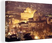 Tableau sur toile Le Château Saint-Ange à Rome d'en haut au lever du soleil - 150x100 cm - Décoration murale
