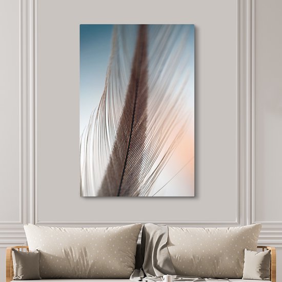 Gros plan d'une toile plume 2cm 120x180 cm - Tirage photo sur toile (Décoration murale salon / chambre) XXL / Groot format!