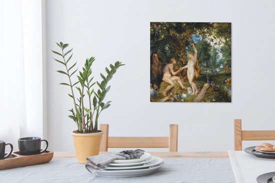 Peintures sur toile - Le paradis terrestre avec la chute d'Adam et Eve - Peinture de Peter Paul Rubens - 50x50 cm - Décoration murale