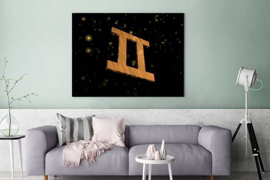 Peintures sur toile - Le signe des Gémeaux parmi les étoiles - 120x90 cm - Décoration murale