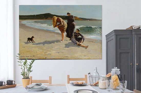 Canvas schilderij 180x120 cm - Wanddecoratie Eagle Head, Manchester, Massachusetts (High Tide) - schilderij van Winslow Homer - Muurdecoratie woonkamer - Slaapkamer decoratie - Kamer accessoires - Schilderijen