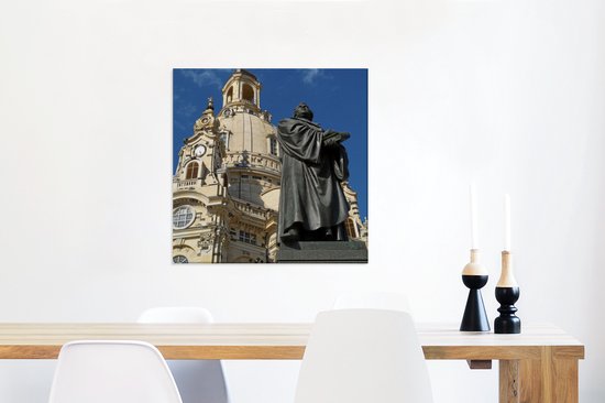 Monument de Luther devant la Frauenkirche de Dresde 50x50 cm - Tirage photo sur toile (Décoration murale salon / chambre)