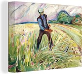 Canvas schilderij 160x120 cm - Wanddecoratie The Haymaker - Edvard Munch - Muurdecoratie woonkamer - Slaapkamer decoratie - Kamer accessoires - Schilderijen