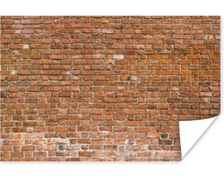 Weergave van een grote muur met grotendeels dezelfde kleur bakstenen De eerste bakstenen zijn gemaakt rond ongeveer 5000 v Chr 90x60 cm - Foto print op Poster (wanddecoratie woonkamer / slaapkamer)