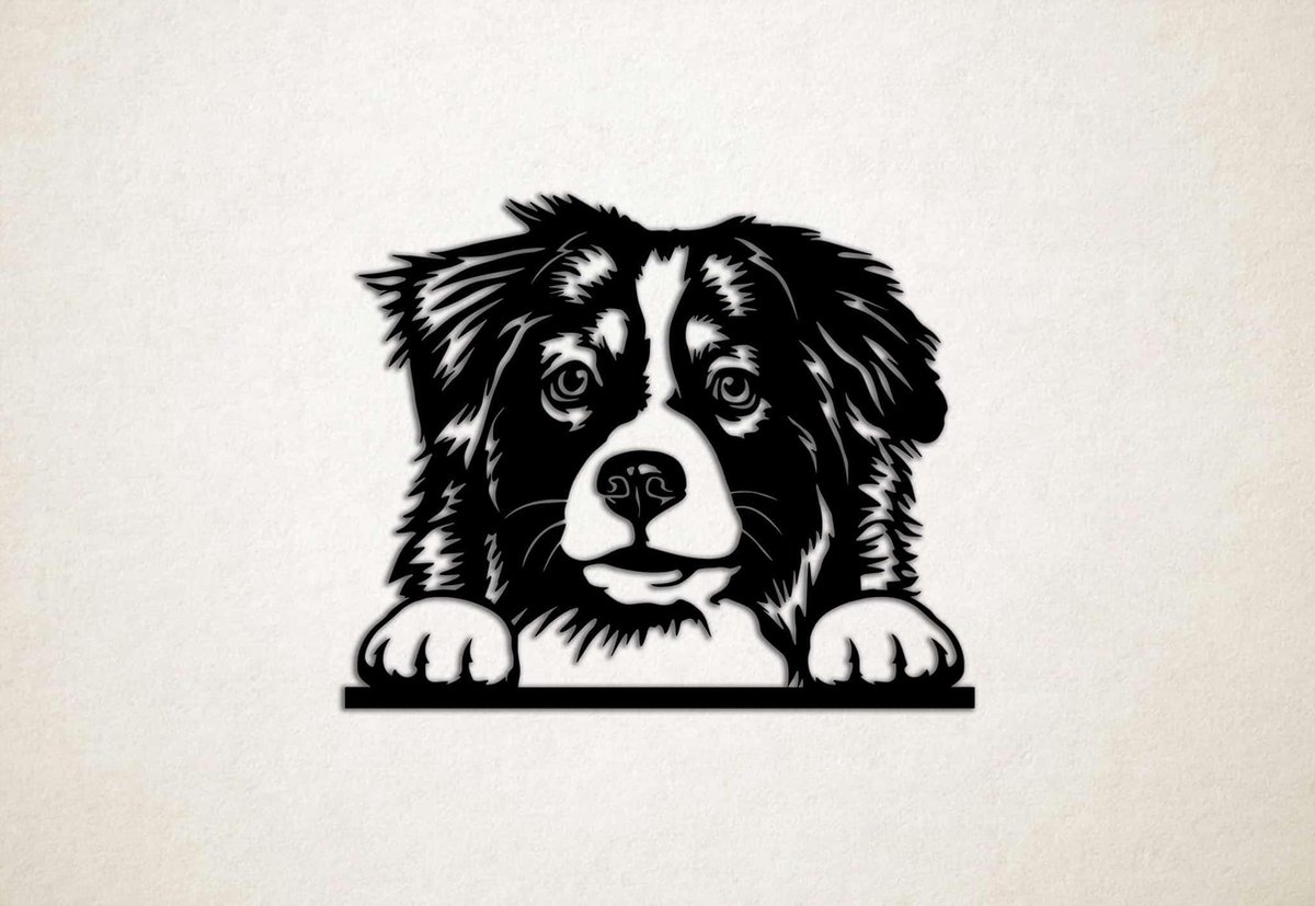 Décoration murale - Chien - Berger australien 2 - XS - 24x29cm - Zwart