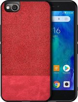 Shockproof Splicing PU + stoffen beschermhoes voor Xiaomi Redmi Go (rood)
