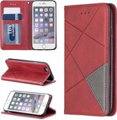 Rhombus Texture Horizontale Flip Magnetische Leren Case met Houder & Kaartsleuven & Portemonnee voor iPhone 6 & 6s (Rood)