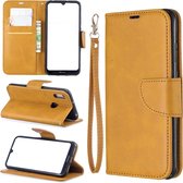 Retro lamsvacht textuur pure kleur horizontale flip pu lederen case voor voor Huawei Y6 2019 & Y6 Pro 2019, met houder & kaartsleuven & portemonnee & lanyard (geel)