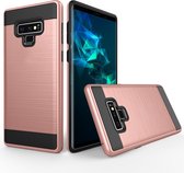 Brushed Texture Shockproof Rugged Armor Beschermhoes voor Galaxy Note 9 (Rose Gold)