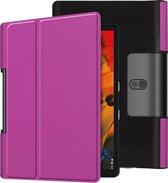 Voor lenovo yoga smart tab custer textuur horizontale flip lederen tas met twee vouwen houder (paars)