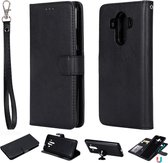 Voor Huawei Mate 10 Pro Effen kleur Horizontale Flip Beschermhoes met houder & kaartsleuven & portemonnee & fotolijst & lanyard (zwart)