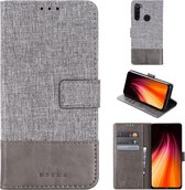 Voor Xiaomi Redmi Note 8T MUMXA MX102 Horizontale flip canvas stiksels lederen tas met houder & kaartsleuven & portemonnee (grijs)