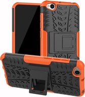 Tire Texture TPU + PC schokbestendige beschermhoes voor Xiaomi Redmi Go, met houder (oranje)