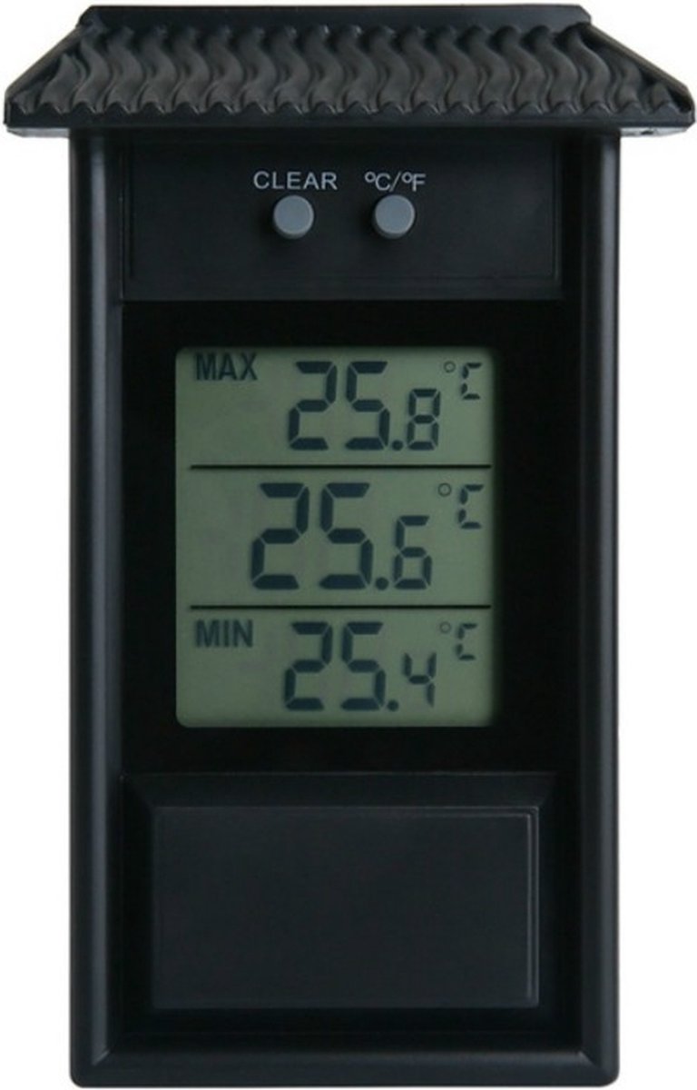 Eaves Shape Outdoor Garden Koelkast Waterdichte thermometer (zwart)