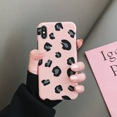 Leopard Pattern Shockproof IMD Scrub Soft TPU Case voor iPhone XS Max (Pink)